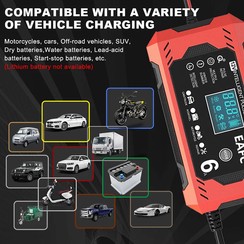 Carregador de Bateria Inteligente 12V 6A - EAFCH