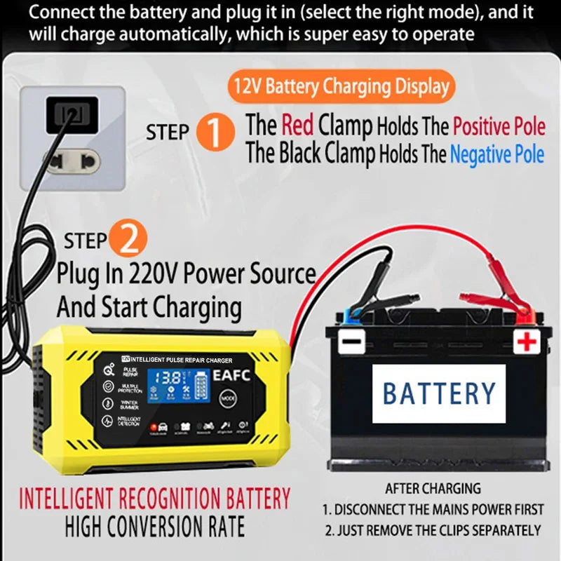 Carregador de Bateria Inteligente 12V 6A - EAFCH